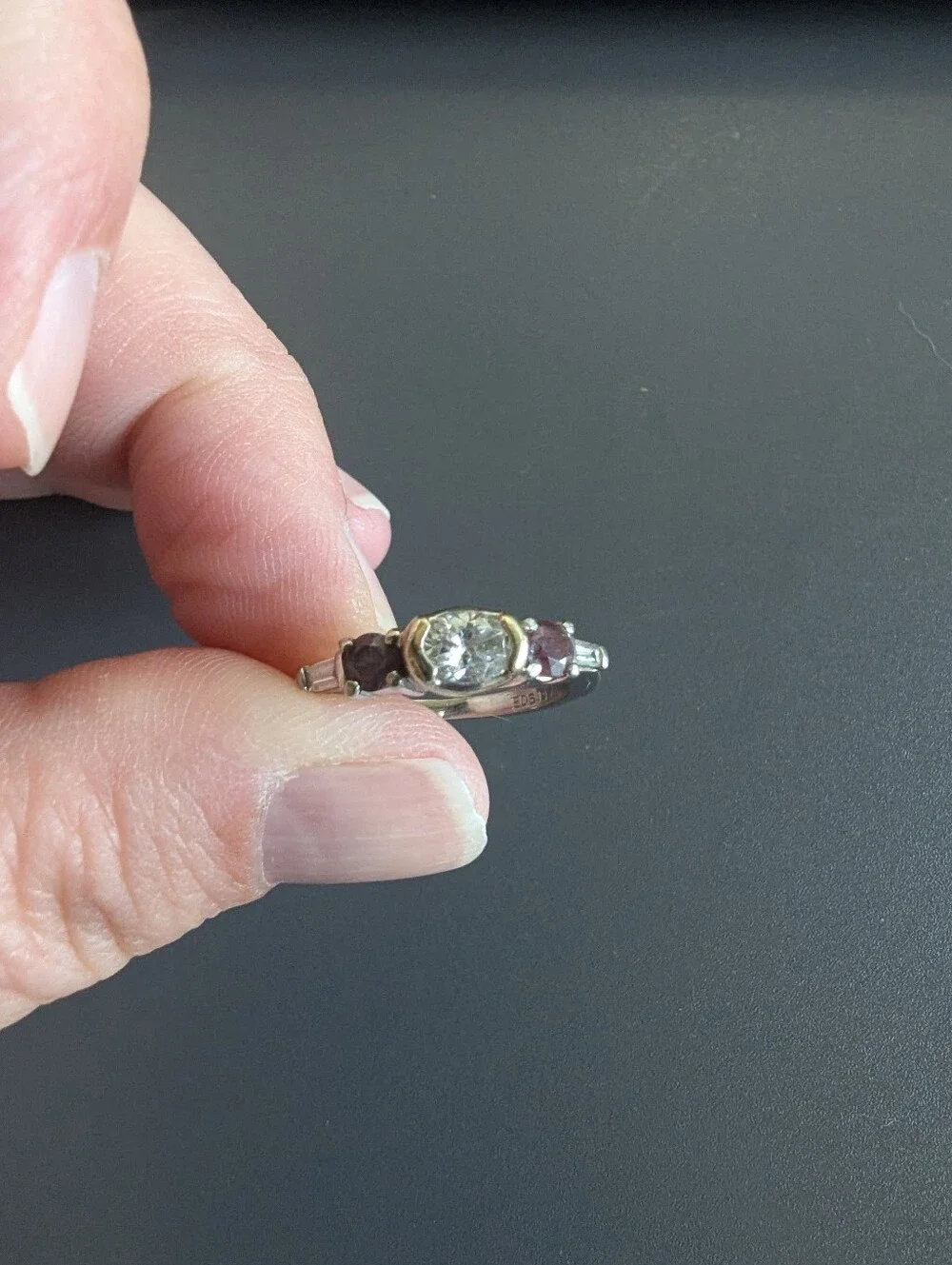 Custom Oval Diamond Ring with Created Alexandrites